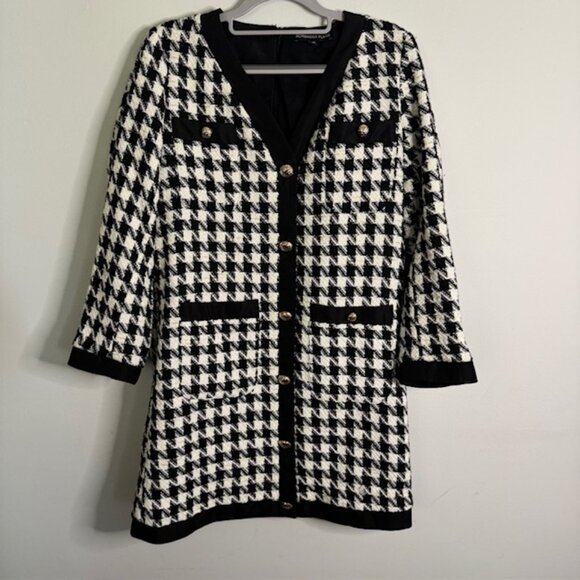 Pomander Place Women's Black and White Houndstooth Dress Size XS - Picture 1 of 6